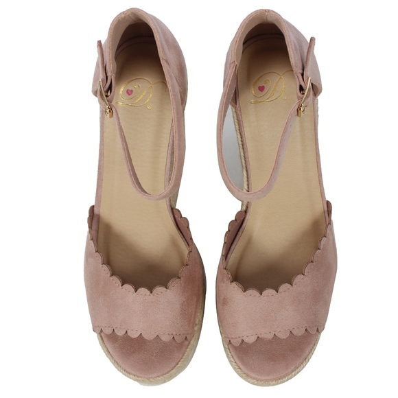 Mauve faux suede Peep Toe Ankle Strap Espadrille - Picture 4 of 6